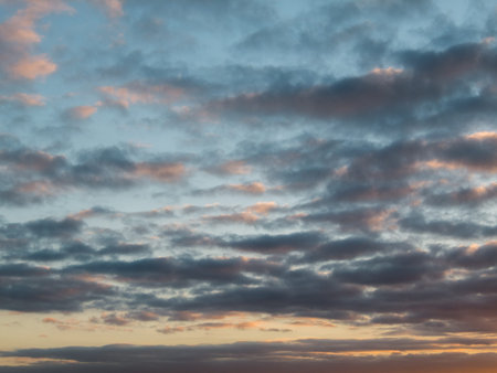 Cloudscape, Colored Clouds at Sunset near the Ocean