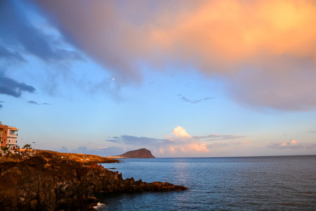 Cloudscape, Colored Clouds at Sunset near the Oceanの写真素材