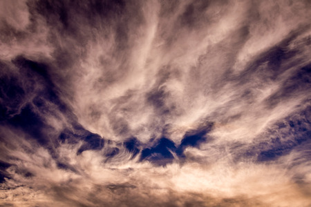 Cloudscape, Colored Clouds at Sunset near the Oceanの写真素材