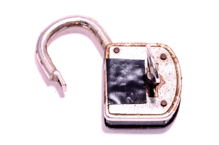 Old Antique Vintage Padlock on a White Background