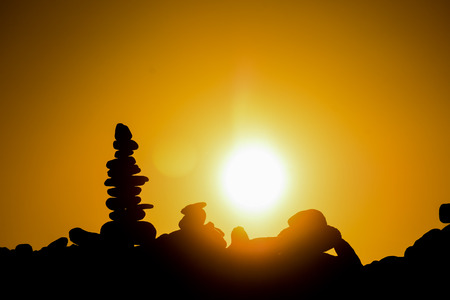 Photo Picture Stack of stones on the sea beachの写真素材