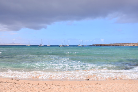 Spanish View Landscape in Lanzarote Tropical Volcanic Canary Islands Spainの写真素材