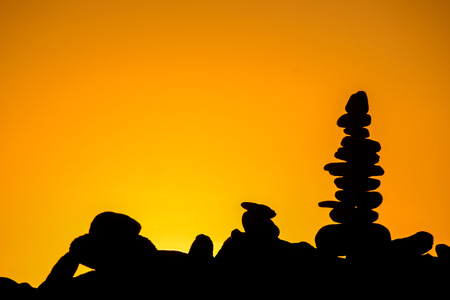 Stack of stones on the sea beachの写真素材