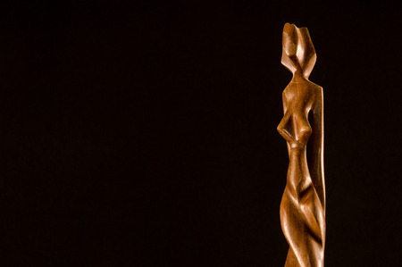 Close up of African traditional wooden Statue figurineの写真素材