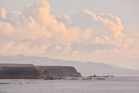 Spanish View Landscape in El Cotillo Fuerteventura Tropical Volcanic Canary Islands Spainの写真素材