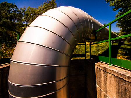 curved tube conveyor steam to a geothermal power plantの写真素材