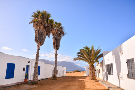 Spanish View Landscape in La Graciosa Lanzarote Tropical Volcanic Canary Islands Spain