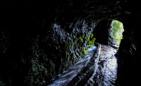 Looking Out Through Cave on a Volcanic Islandの写真素材