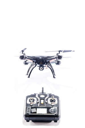Technology Copter closeup Aircraft Drone Quadrocopter with a raised chassisの写真素材