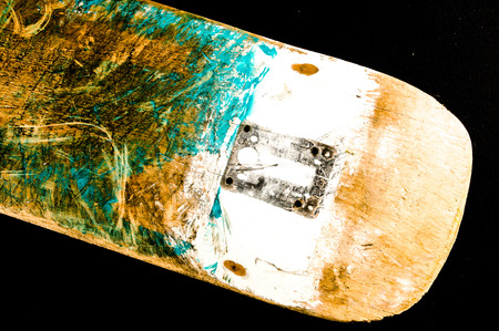 Photo picture of an old used wooden skateboardの写真素材