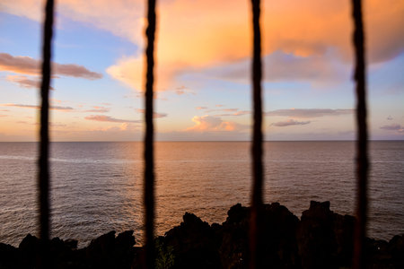 Cloudscape, Colored Clouds at Sunset near the Oceanの写真素材