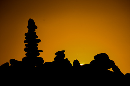 Photo Picture Stack of stones on the sea beachの写真素材