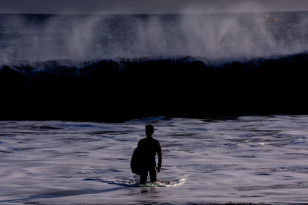 Rough Sea with Large Waves Breaking on the Coastの写真素材