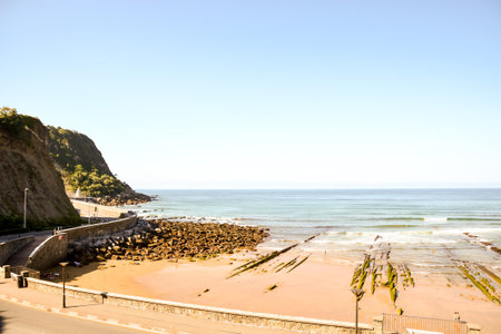 Photo picture landscape in Town of Getaria Basque Country Spain