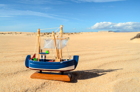 Conceptual Photo Picture of a Boat Object in the Dry Desertの写真素材