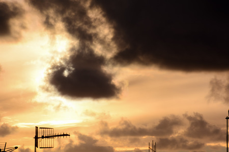 Cloudscape, Colored Clouds at Sunset near the Oceanの写真素材