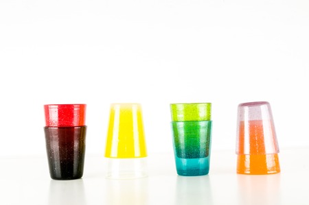 Close-up of water glass Object on a White Backgroundの写真素材