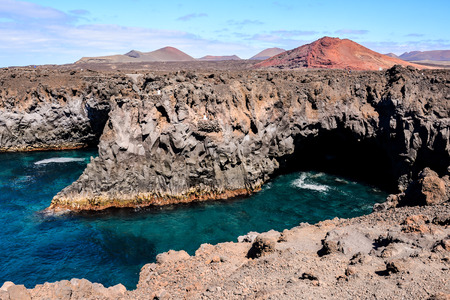 Spanish View Landscape in Lanzarote Tropical Volcanic Canary Islands Spainの写真素材