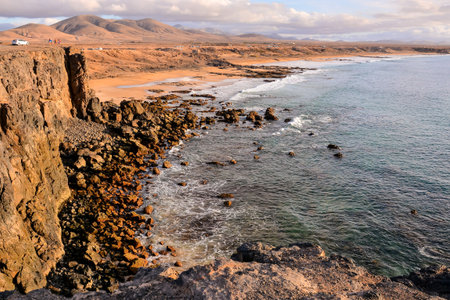 Spanish View Landscape in El Cotillo Fuerteventura Tropical Volcanic Canary Islands Spain