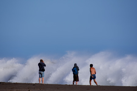 Rough Sea with Large Waves Breaking on the Coastの写真素材