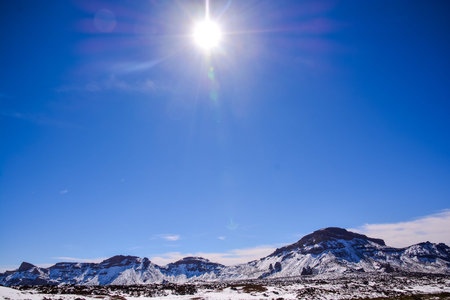 Photo Picture of the snow covered mount teide tenerife spainの写真素材