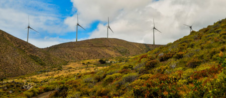 Renewable Energy Wind Power Windmill Turbines in El Hierro Island