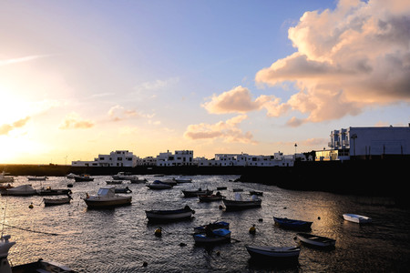 Spanish View Landscape in Lanzarote Tropical Volcanic Canary Islands Spainの写真素材