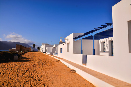 Spanish View Landscape in La Graciosa Lanzarote Tropical Volcanic Canary Islands Spainの写真素材