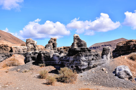 Spanish View Landscape in Lanzarote Tropical Volcanic Canary Islands Spainの写真素材
