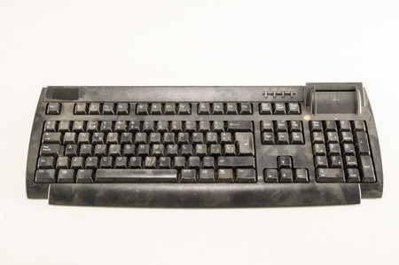 Close-up of vintage pc computer keyboard Object on a White Backgroundの写真素材