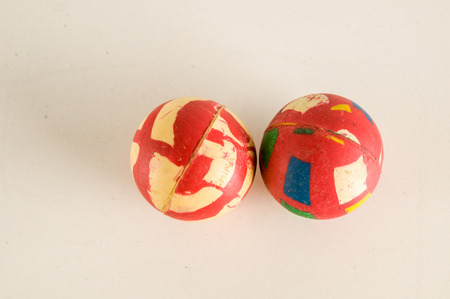 Close-up of rubber ball toy Object on a White Backgroundの写真素材