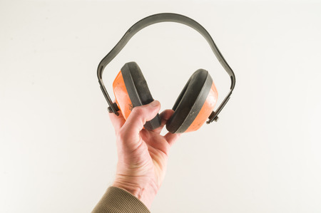 Close-up of headset Object on a White Backgroundの写真素材