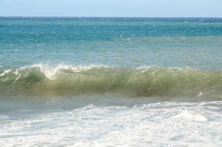 Big Blue Wave Breaks in the Atlantic Oceanの写真素材