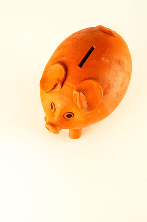 Close-up of piggy bank Object on a White Backgroundの写真素材