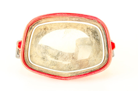 Close-up of vintage scuba mask Object on a White Backgroundの写真素材