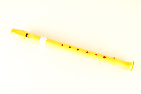 Close-up of music instrument flute Object on a White Backgroundの写真素材