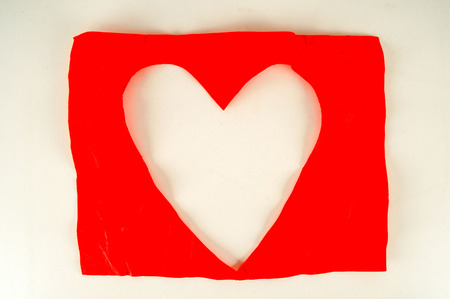 Close-up of paper heart Object on a White Backgroundの写真素材