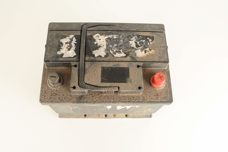 Close-up of car battery Object on a White Backgroundの写真素材