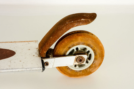 Close-up of scooter skate Object on a White Backgroundの写真素材