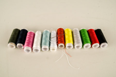 Photo Picture of Colored sewing thread wire background
