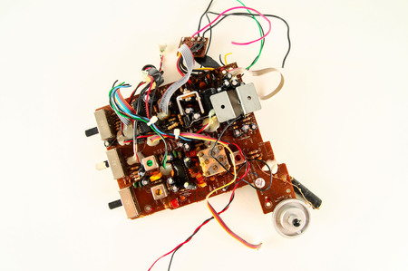 Close-up of circuit pc board Object on a White Backgroundの写真素材