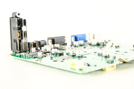 Close-up of circuit pc board Object on a White Background