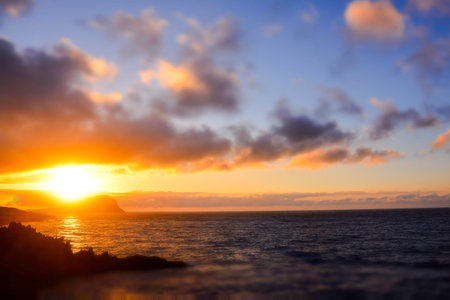 Cloudscape, Colored Clouds at Sunset near the Ocean