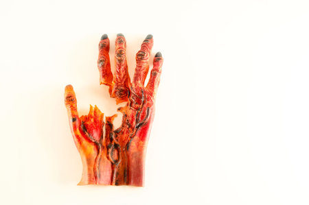 Traditional Japanese mask glove of a demon on white background.の写真素材