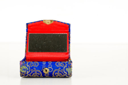 Chinese vanity mirror box on a white backgroundの写真素材