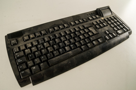 Close-up of vintage pc computer keyboard Object on a White Backgroundの写真素材