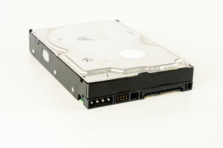 Close up of hard disk's internal mechanism hardware
