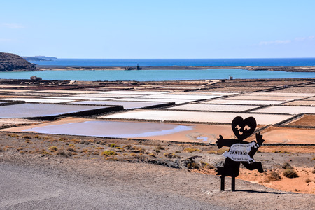 Lanzarote saltworks salinas de Janubio colorful Canary Islandsの写真素材