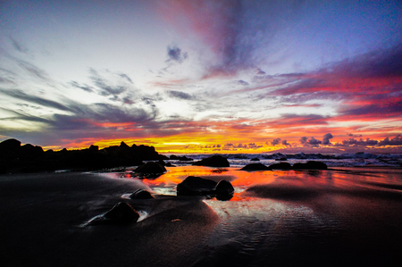 Sun Setting on the Atlantic Ocean in Tenerife Canary Island Spainの写真素材