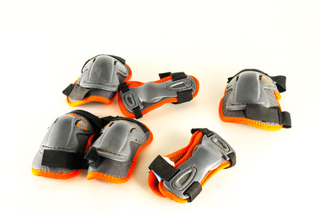 Close-up of skate skateboard protections Object on a White Backgroundの写真素材